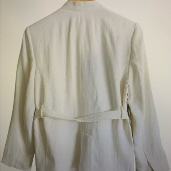 ZARA Linen Blend Preppy Belted Waistt Casuall Trendy Blazer M Bloggers Favorite - Picture 3 of 5